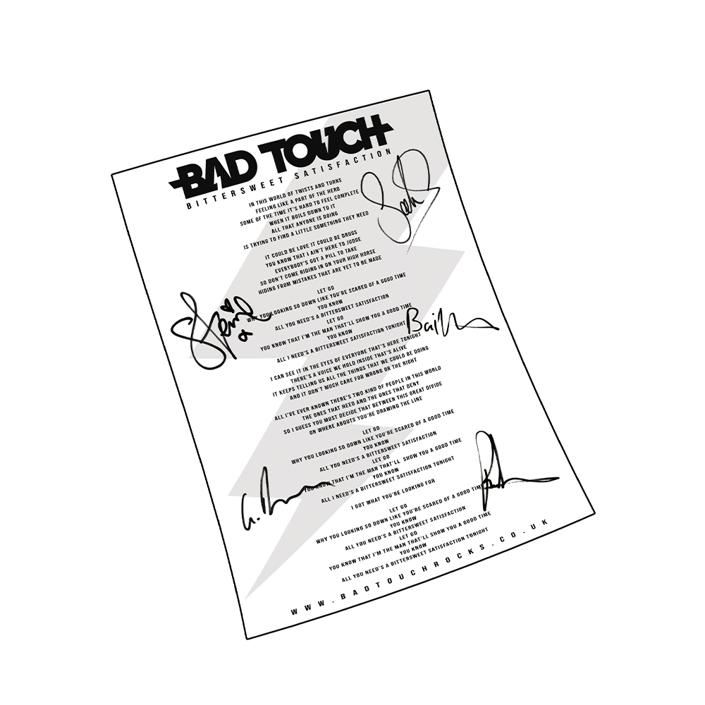 Bad Touch Signed - Lyric Sheet Signed - Image 1