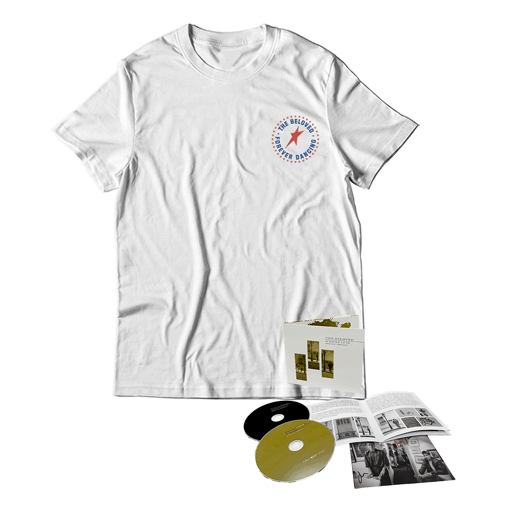The Beloved - White Chest Print T-Shirt + Where It Is Double CD + Postcard - Image 1