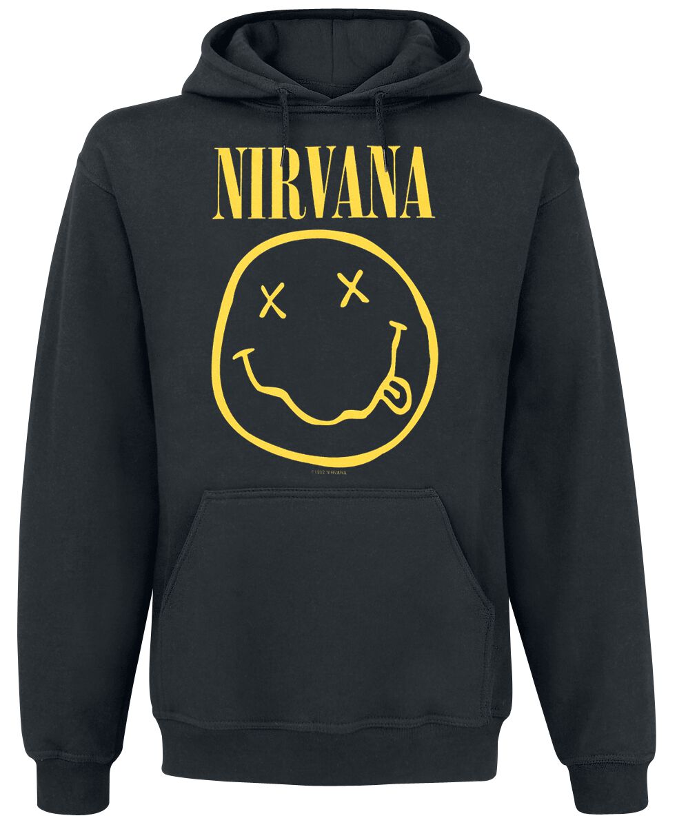 Nirvana Hooded sweater - Smiley - S to XXL - for Men - black - 80% cotton, 20% polyester Hooded sweaters & -jackets Band Merchandise - Image 1