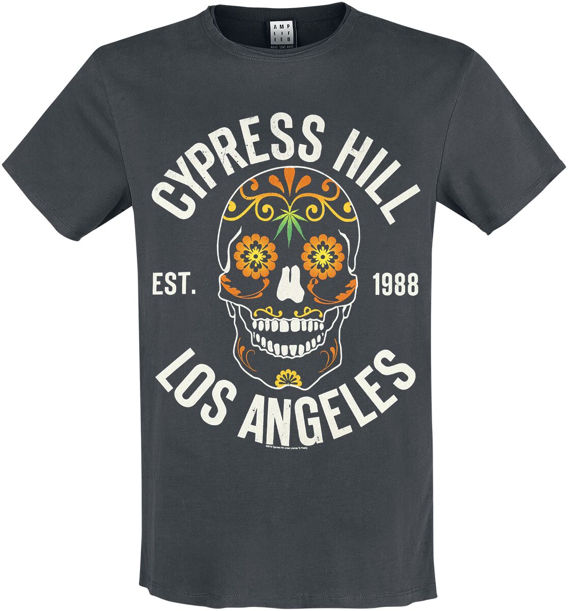 Cypress Hill T-Shirt - Amplified Collection - Floral Skull - S to 3XL - for Men - charcoal - 100% cotton T-Shirts Band Merchandise - Image 1