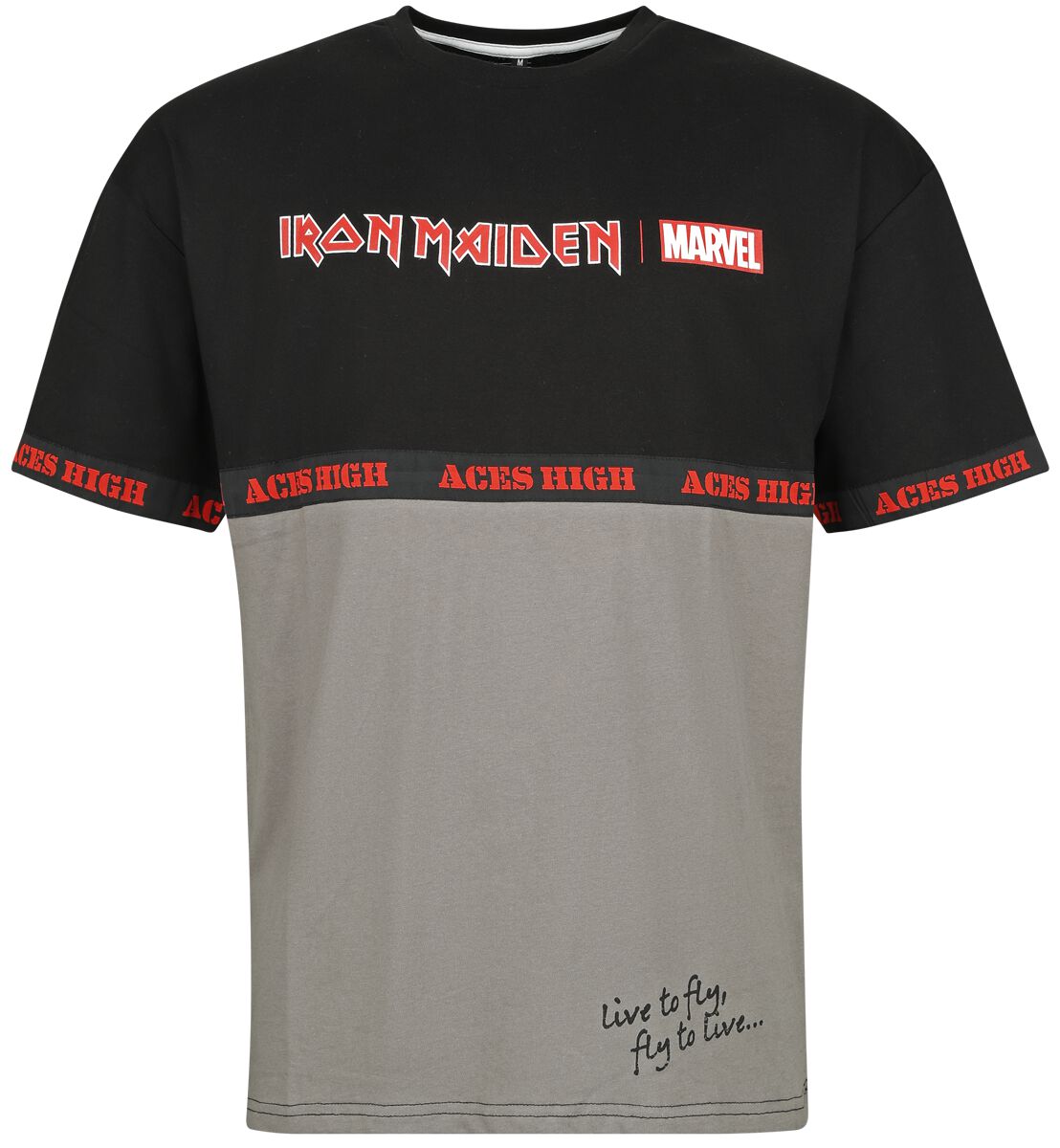 Iron Maiden - Marvel T-Shirt - Iron Maiden x Marvel Collection - Aces High War Machine - S to XXL - for Men - black-grey - 100% cotton T-Shirts Band Merchandise - Image 1