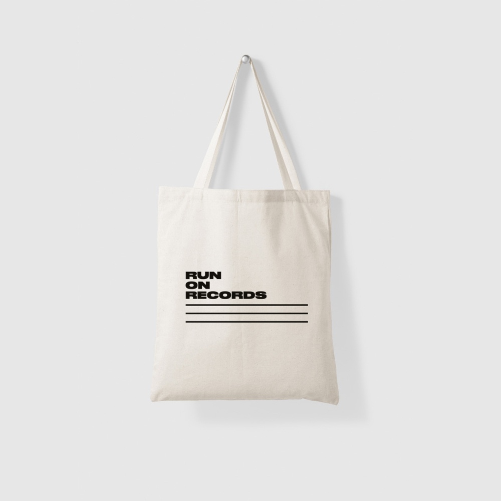 Run On Records - Natural Logo Tote Bag
